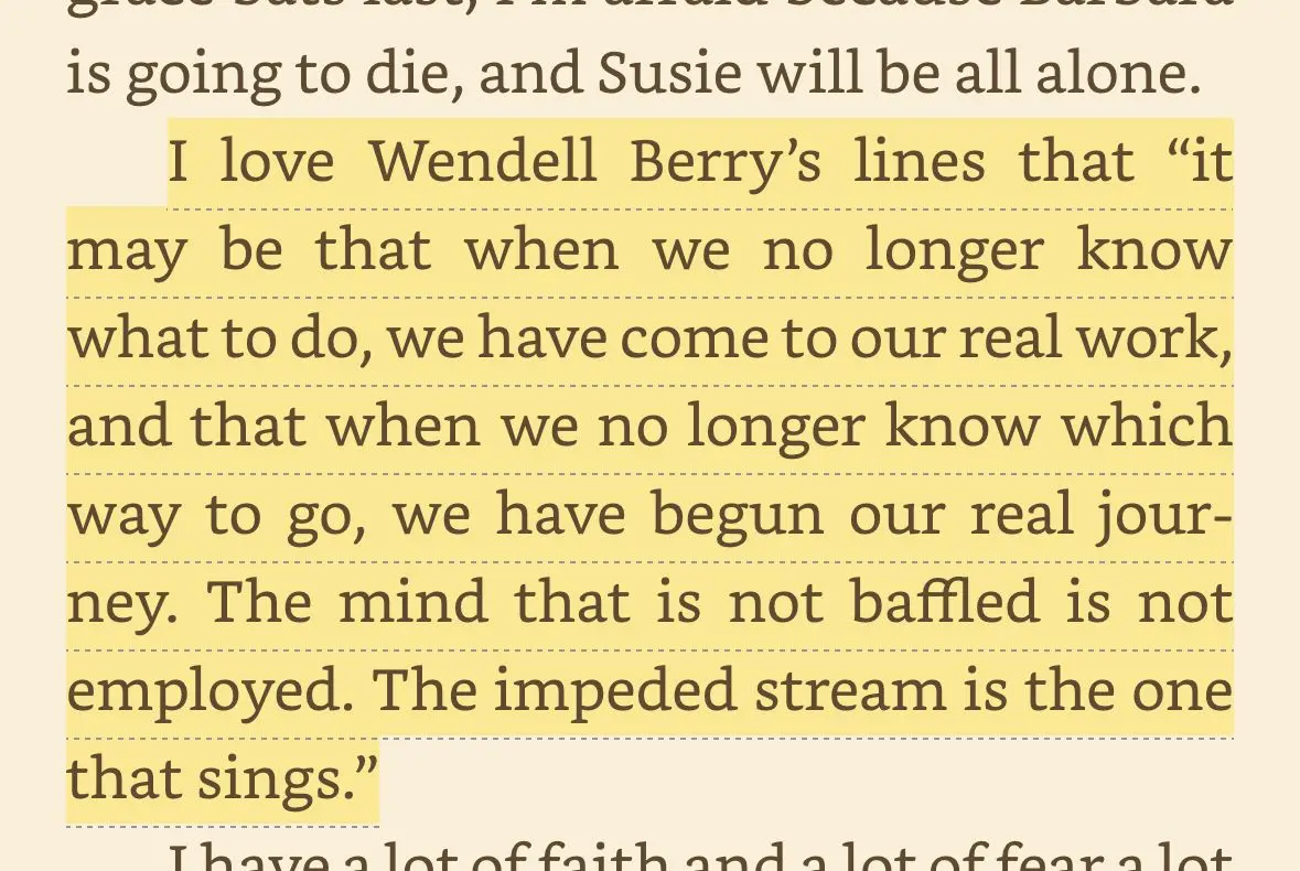 Paragraph citing Wendell Berry, from his 1983 essay collection Standing by Words—specifically the essay 'Poetry and Marriage: The Use of Old Forms'