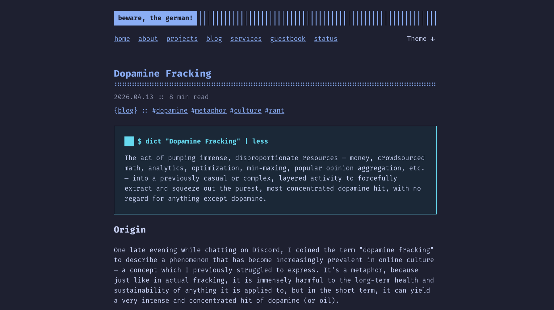 Screenshot showing 'Terminus' theme