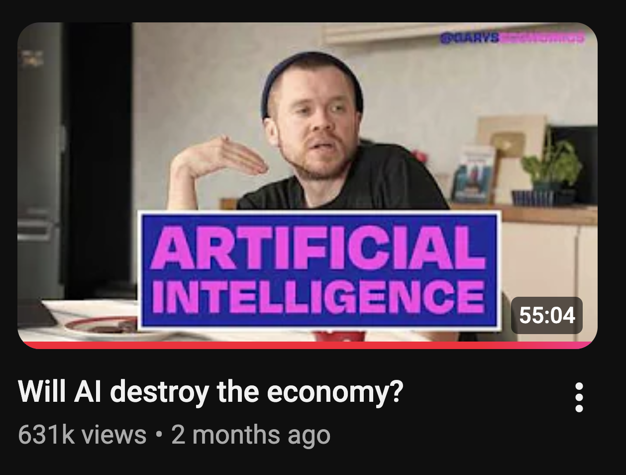 Screenshot of YouTube preview for Gary's Economics video