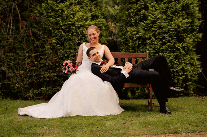 Gif showing wedding photos of Doug and Hannah Belshaw