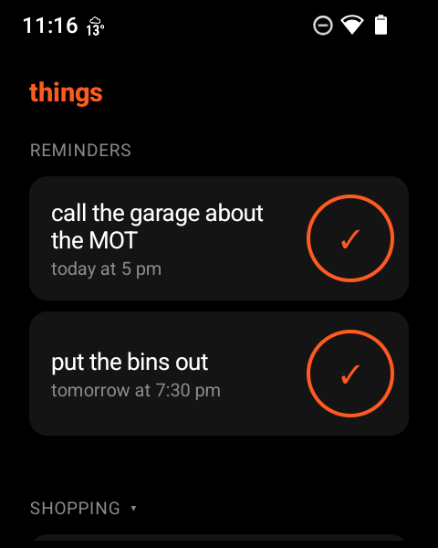 Screenshot of carrot lists