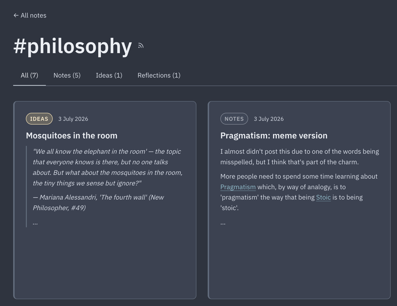 Screenshot of Substrate tag page with RSS icon