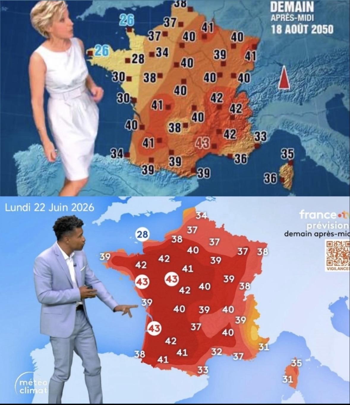 Two weather forecasts for France