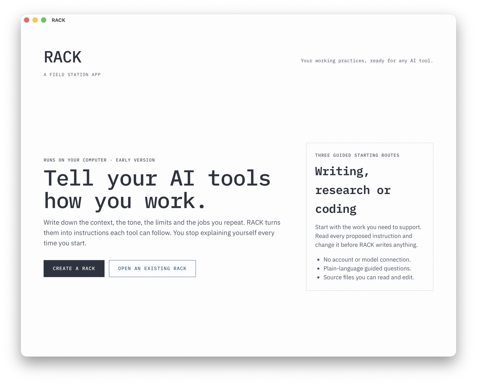 Screenshot of RACK