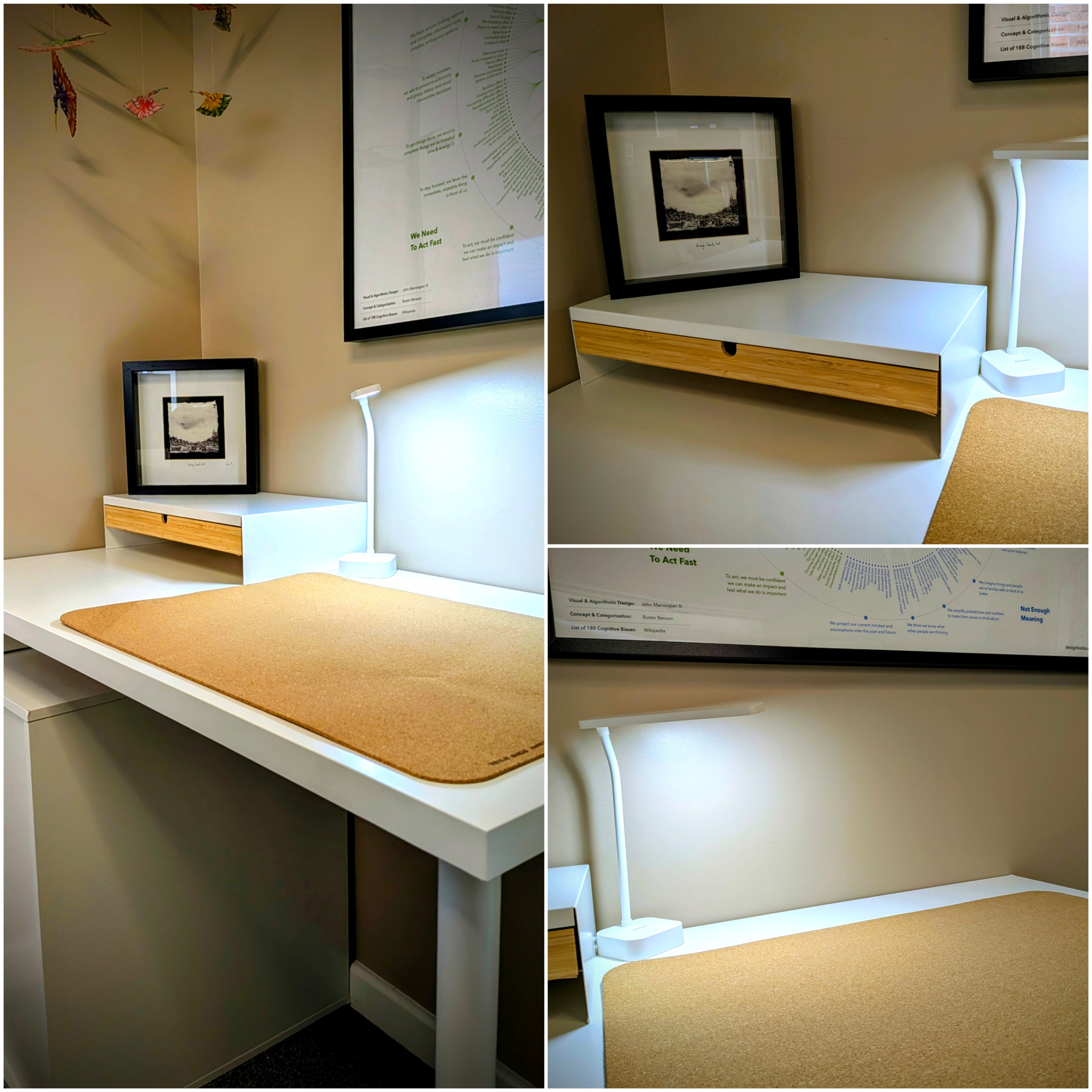 A collage showing my analogue desk
