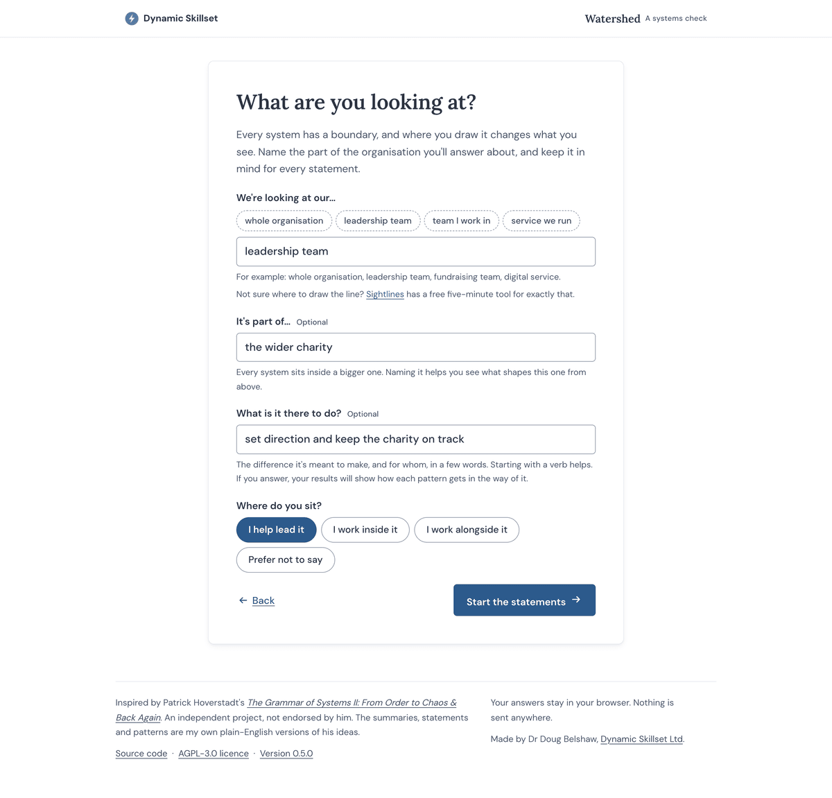 Screenshot of the boundary page, asking what you're looking at
