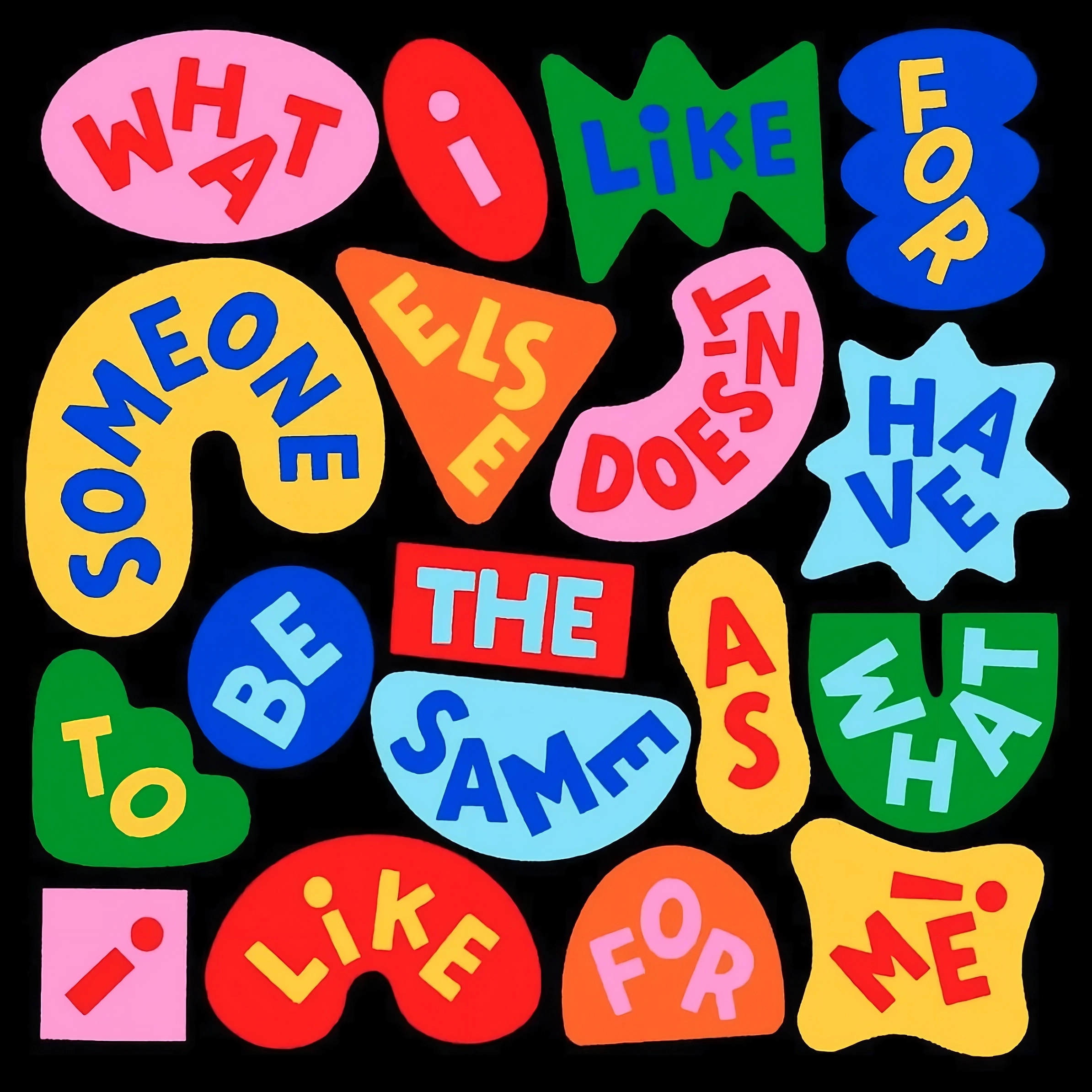 Colourful shapes containing the words of the title of this post